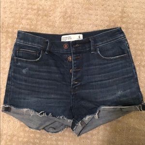 Abercrombie dark wash high rise shorts